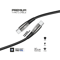 K645 Premium TYPE-C 3A Işıklı Şarj Kablosu…