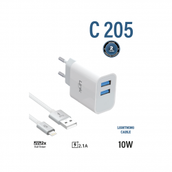 C205 Safe Lightning USB 10W Dual Hızlı Şarj Aleti