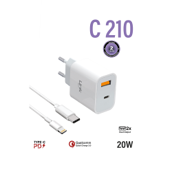 C210 Safe USB-C Lightning 20W Dual Hızlı Şarj Başlığı…